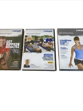 Total Gym DVD Lot of 3: Get Ripped Advanced, Intermediate, Basic Workout New